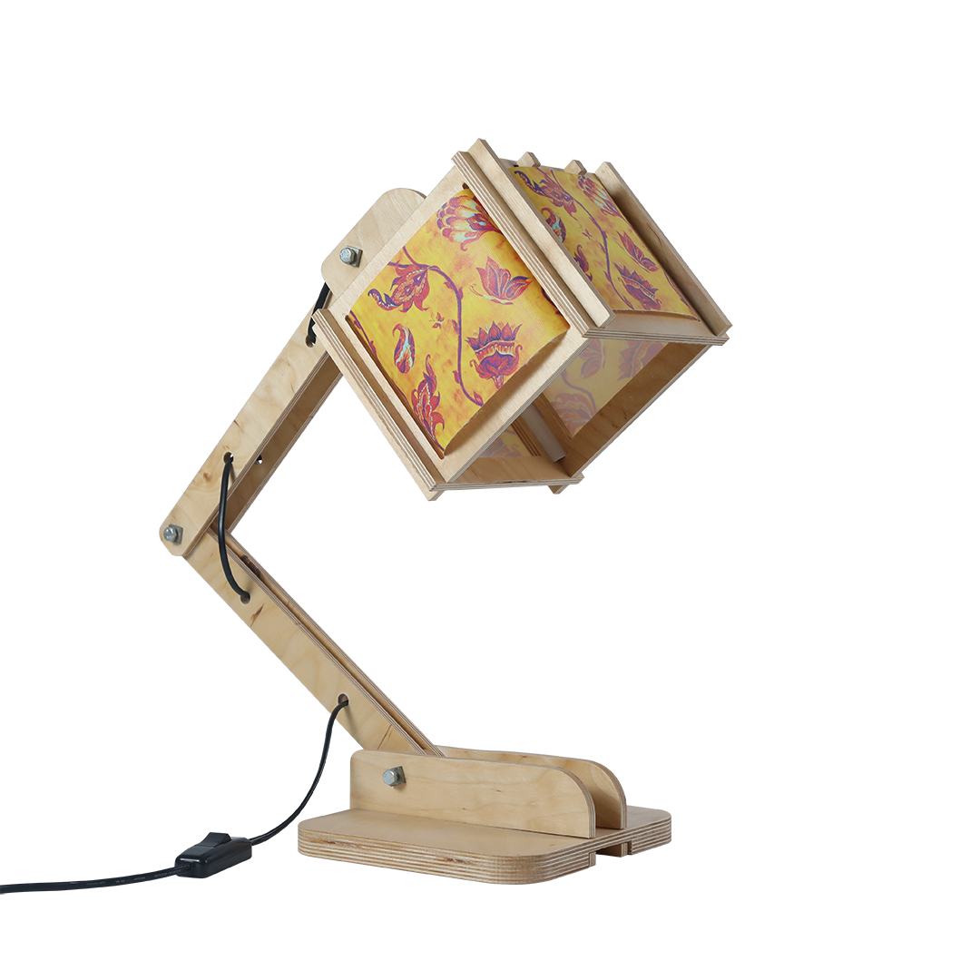 Robot Desk Lamp - Yellow Indian Floral