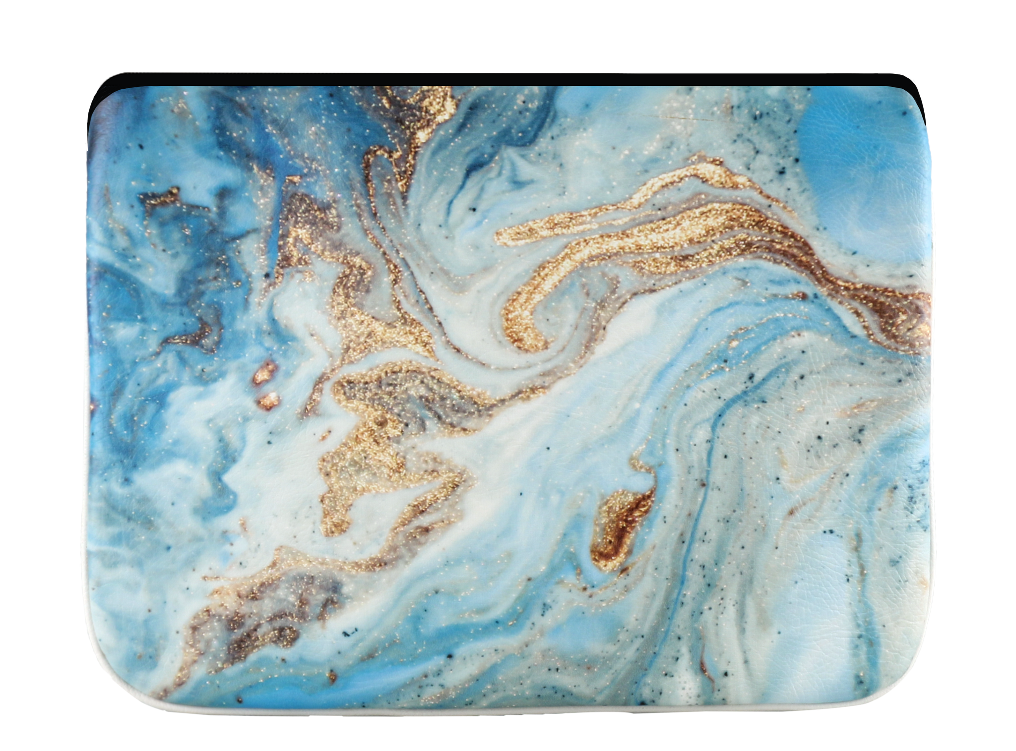 Leather Laptop Sleeve - Gold & Blue Marble