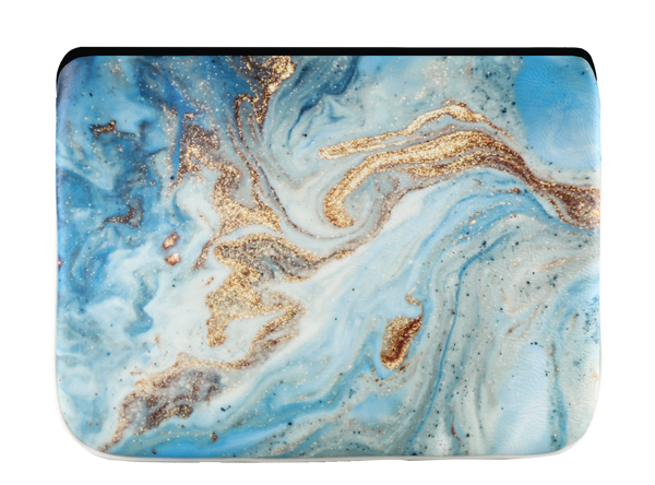 Leather Laptop Sleeve - Gold & Blue Marble